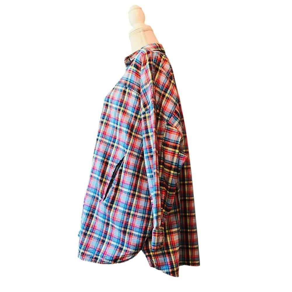 Urban Outfitters Multicolor Plaid Button Down Oversized Shirt Women’s Size XS